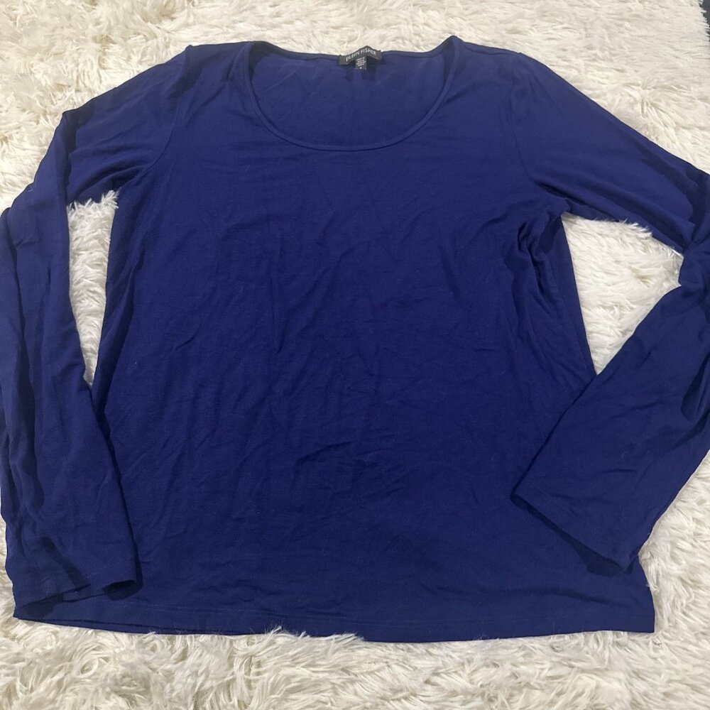 Eileen Fisher womens Small tee solid basic stretch minimalist